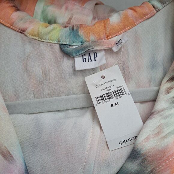 Gap Women's Watercolor Lounge Jacket Hoodie 3/4 Sleeves Oversize Small/ Medium - Picture 8 of 8